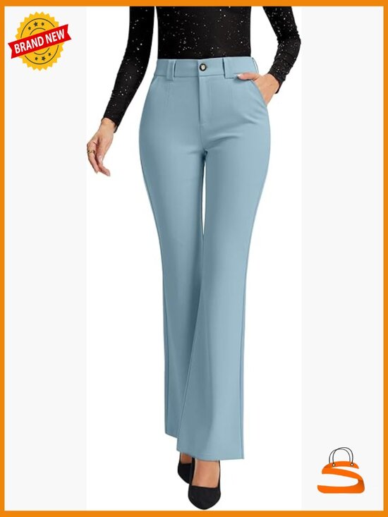 Pants - Stretchy Bootcut Dress Pants with Pockets for Women Office Casual